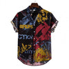 Men Short Sleeve Lapel Printed Shirt Tropical Leaf Pattern Floral Shirt Casual Summer Hawaiian Holiday Camisa TopsM-3XL
