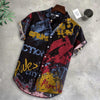 Men Short Sleeve Lapel Printed Shirt Tropical Leaf Pattern Floral Shirt Casual Summer Hawaiian Holiday Camisa TopsM-3XL