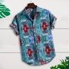 Men Short Sleeve Lapel Printed Shirt Tropical Leaf Pattern Floral Shirt Casual Summer Hawaiian Holiday Camisa TopsM-3XL