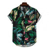Men Short Sleeve Lapel Printed Shirt Tropical Leaf Pattern Floral Shirt Casual Summer Hawaiian Holiday Camisa TopsM-3XL