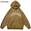 Men Suede Hoodie Sweatshirt Vintage Foam Letter Print Pullover Streetwear 2023 Harajuku Casual Punk Gothic Loose Hooded