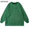 Men Suede Sweatshirt Streetwear Embroidery Letter Star Pullover Hip Hop Harajuku Loose Street Wear Couple Brown Green