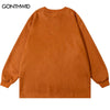 Men Suede Sweatshirt Streetwear Embroidery Letter Star Pullover Hip Hop Harajuku Loose Street Wear Couple Brown Green