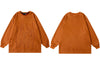 Men Suede Sweatshirt Streetwear Embroidery Letter Star Pullover Hip Hop Harajuku Loose Street Wear Couple Brown Green