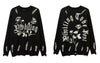 Men Sweater Y2K Grunge Vintage Ripped Destroyed Hole Jumpers Hip Hop Casual Knitted Flower Punk Gothic Loose Pullover Streetwear