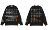 Men Sweater Y2K Streetwear Hip Hop Knitted Chinese Character Letter Pullover Autumn Harajuku Casual Loose Jumper Sweater