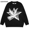 Men Sweaters Y2K Streetwear Vintage Retro Knitted Star Pigeon Jumpers Sweater Autumn Harajuku Casual Pullover Couples