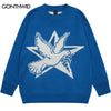 Men Sweaters Y2K Streetwear Vintage Retro Knitted Star Pigeon Jumpers Sweater Autumn Harajuku Casual Pullover Couples