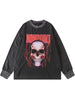 Men Sweatshirt Hoodie Hip Hop Vintage Skeleton Skull Print Sweatshirts Streetwear 2023 Retro Cotton Punk Gothic Pullover Hoodie