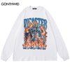 Men Sweatshirt Hoodie Streetwear Hip Hop Flame Skull Skeleton Print Punk Gothic Pullover 2023 Harajuku Casual Cotton Sweatshirt