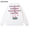 Men T Shirt Hip Hop Skull Skeleton Letter Print Cotton Long Sleeve Oversized Tshirt Streetwear Harajuku Casual Loose Tees Tops