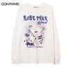 Men T Shirt Streetwear Harajuku Japanese Anime Cartoon Girl Print Oversize Long Sleeve Tshirt Hip Hop Casual Cotton Loose Shirts
