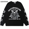 Men T-Shirt Streetwear Hip Hop Goat Print Long Sleeve Cotton Oversized Shirts 2023 Autumn Harajuku Casual Loose Punk Goth Tshirt