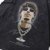 Men T-Shirt Streetwear Hip Hop Graphic Print Cotton Washed Tshirts Harajuku Casual Loose Long Sleeve Gothic Tee Shirts