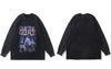 Men T-Shirts Streetwear Hip Hop Vintage Graphic Print Punk Gothic Washed Long Sleeve Tshirt Harajuku Casual Cotton Loose Shirts