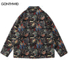 Men Thick Shirts Streetwear Vintage Retro Pattern Casual Loose Shirt Men Harajuku Casual Snap Button Shirts Coats Jacket