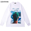 Men Tshirt Hip Hop Head Graphic Print Long Sleeve Cotton Tee Shirts Streetwear 2023 Harajuku Casual Loose Shirts Tops