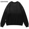 Men Vintage Gradient Sweatshirt Hoodie Hip Hop Embroidery Letter Crewneck Sweatshirt 2023 Harajuku Casual Loose Pullover
