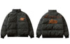 Men Winter Bomber Parkas Jackets Harajuku Embroidery Letter Suede Leather Thicken Warm Bubble Padded Coats Hip Hop Loose Outwear