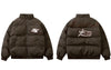 Men Winter Bomber Parkas Jackets Harajuku Embroidery Letter Suede Leather Thicken Warm Bubble Padded Coats Hip Hop Loose Outwear