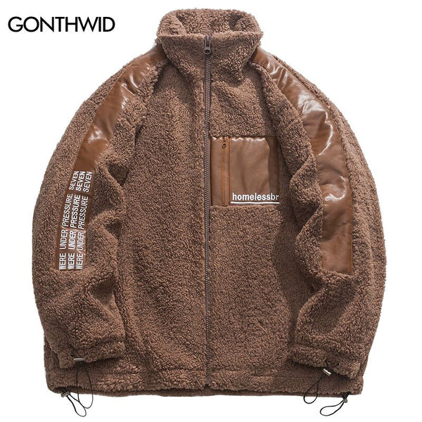 Men Winter Fuzzy Fluffy Jacket Parka Streetwear Hip Hop Thicken Warm Lambswool Coats 2023 Harajuku Casual Jacket Outwear