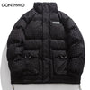Men Winter Jacket Parkas Harajuku Big Pockets Thicken Warm Padded Bubble Puffer Jackets 2023 Hip Hop Casual Solid Coats