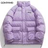 Men Winter Jacket Parkas Harajuku Big Pockets Thicken Warm Padded Bubble Puffer Jackets 2023 Hip Hop Casual Solid Coats