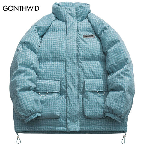 Men Winter Jacket Parkas Harajuku Big Pockets Thicken Warm Padded Bubble Puffer Jackets 2023 Hip Hop Casual Solid Coats