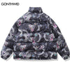 Men Winter Thick Warm Jacket Parka Streetwear 2023 Tiger Print Reversible Coats Hip Hop Harajuku Fashon Casual Oversized Outdoor