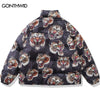 Men Winter Thick Warm Jacket Parka Streetwear 2023 Tiger Print Reversible Coats Hip Hop Harajuku Fashon Casual Oversized Outdoor