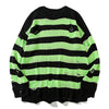 Men's Punk Unisex Striped Sweaters Autumn Hollow Out Hole Broken Harajuku Jumper Loose Oversized Pullouvers Sweater Streetwear