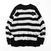 Men's Punk Unisex Striped Sweaters Autumn Hollow Out Hole Broken Harajuku Jumper Loose Oversized Pullouvers Sweater Streetwear