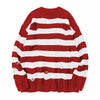 Men's Punk Unisex Striped Sweaters Autumn Hollow Out Hole Broken Harajuku Jumper Loose Oversized Pullouvers Sweater Streetwear