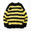 Men's Punk Unisex Striped Sweaters Autumn Hollow Out Hole Broken Harajuku Jumper Loose Oversized Pullouvers Sweater Streetwear