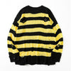 Men's Punk Unisex Striped Sweaters Autumn Hollow Out Hole Broken Harajuku Jumper Loose Oversized Pullouvers Sweater Streetwear