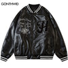 Mens Baseball Jacket Streetwear Embroidery Skull Letter Faux Leather Varsity Bomber Jacket 2023 Harajuku Casual Coats
