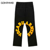 Mens Black Denim Jeans Streetwear Harajuku Embrodiery Letter Straight Baggy Jean Pants Hip Hop Summer Casual Loose Trousers Male