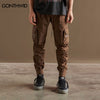 Mens Cargo Pants Streetwear Hip Hop Multi Zipper Pocket Harem Jogger Tactical Pants Casual Loose Baggy Track Trousers