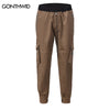 Mens Cargo Pants Streetwear Hip Hop Multi Zipper Pocket Harem Jogger Tactical Pants Casual Loose Baggy Track Trousers