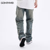 Mens Denim Jeans Streetwear Hip Hop Embroidered Patched Baggy Straight Jean Pants Harajuku Casual Loose Jeans Trousers