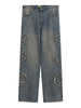 Mens Denim Jeans Streetwear Hip Hop Embroidered Patched Baggy Straight Jean Pants Harajuku Casual Loose Jeans Trousers