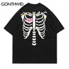 Mens Gothic Oversized T Shirt Streetwear Hip Hop Skull Print Cotton Punk Rock Tshirts 2023 Harajuku Short Sleeve Tee Top