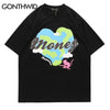 Mens Gothic Oversized T Shirt Streetwear Hip Hop Skull Print Cotton Punk Rock Tshirts 2023 Harajuku Short Sleeve Tee Top