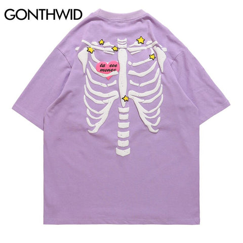 Mens Gothic Oversized T Shirt Streetwear Hip Hop Skull Print Cotton Punk Rock Tshirts 2023 Harajuku Short Sleeve Tee Top