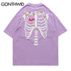 Mens Gothic Oversized T Shirt Streetwear Hip Hop Skull Print Cotton Punk Rock Tshirts 2023 Harajuku Short Sleeve Tee Top