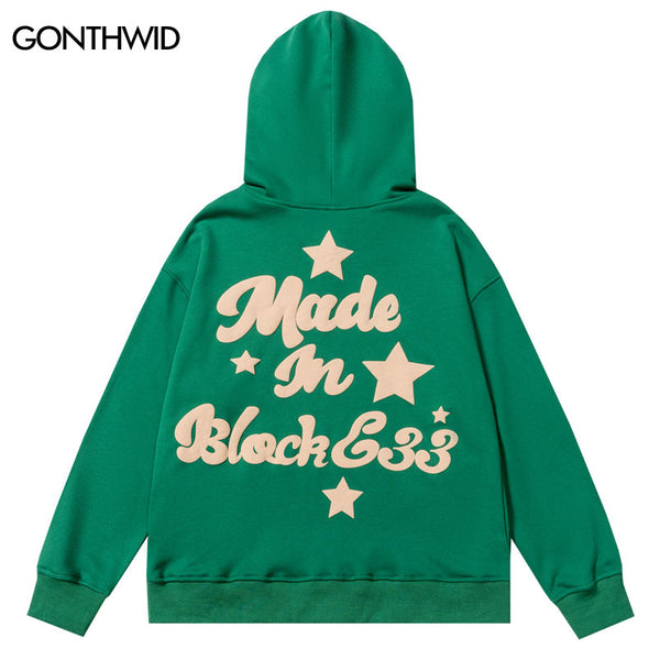 Mens Harajuku Hoodie Sweatshirt Hip Hop Foam Letter Print Hooded Streetwear Casual Punk Gothic Pullover Hoodies Clothing