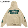 Mens Hip Hop Hoodie Sweatshirt Streetwear Vintage Letter Print Fleece Hooded 2023  Harajuku Cotton Pullover Hoodies Khaki Black