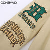 Mens Hip Hop Hoodie Sweatshirt Streetwear Vintage Letter Print Fleece Hooded 2023  Harajuku Cotton Pullover Hoodies Khaki Black