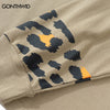 Mens Hip Hop Tshirt Streetwear Leopard Print Long Sleeve Cotton T-Shirt Unisex Harajuku Casual Loose Punk Gothic Shirts