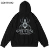 Mens Hoodie Streetwear Sweatshirt Y2K Hip Hop Spider Print Hooded 2023 Harajuku Casual Cotton Punk Gotic Pullover Tops